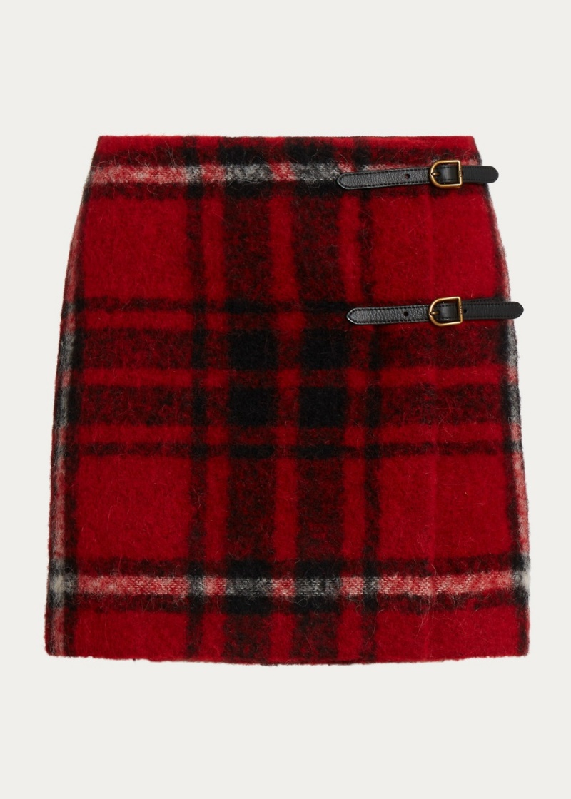 Falda Plaid Cuero-Trim Wrap Mujer Marrom | AYLO41065 - vista 2