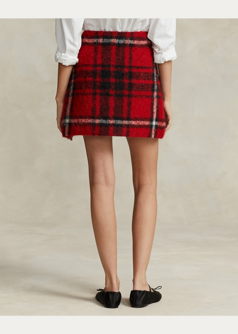 Falda Plaid Cuero-Trim Wrap Mujer Marrom | AYLO41065 - vista 4