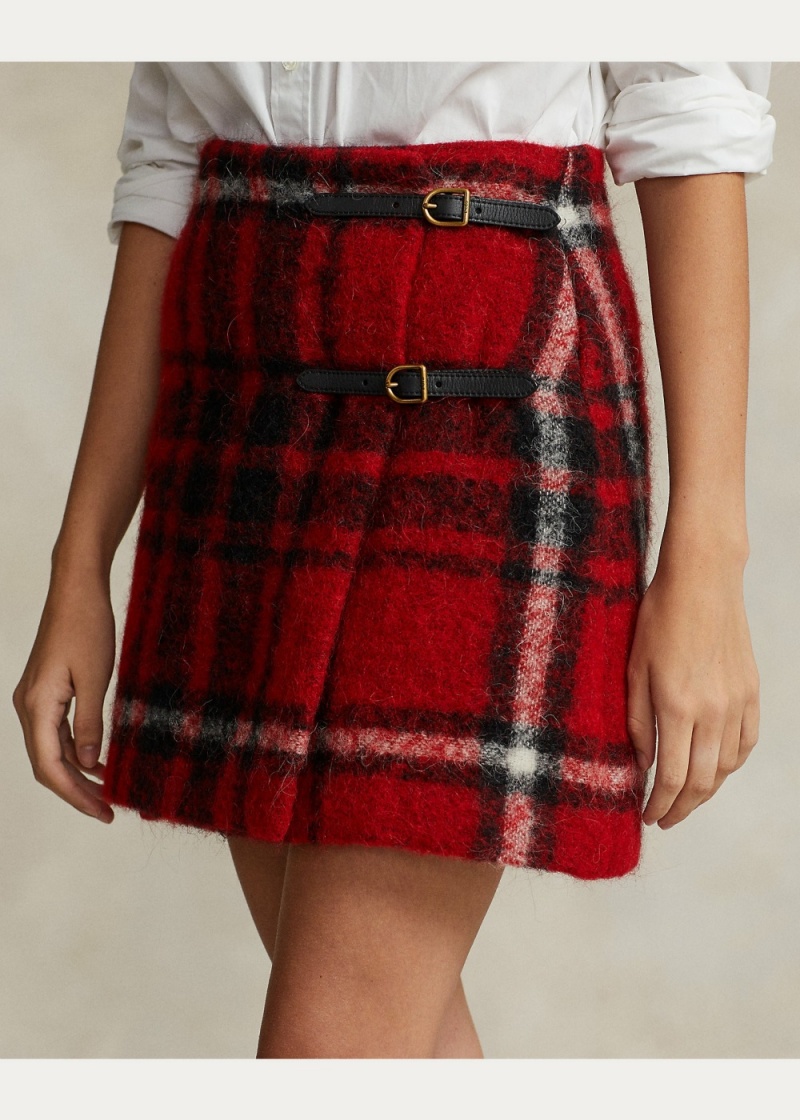 Falda Plaid Cuero-Trim Wrap Mujer Marrom | AYLO41065 - vista 5