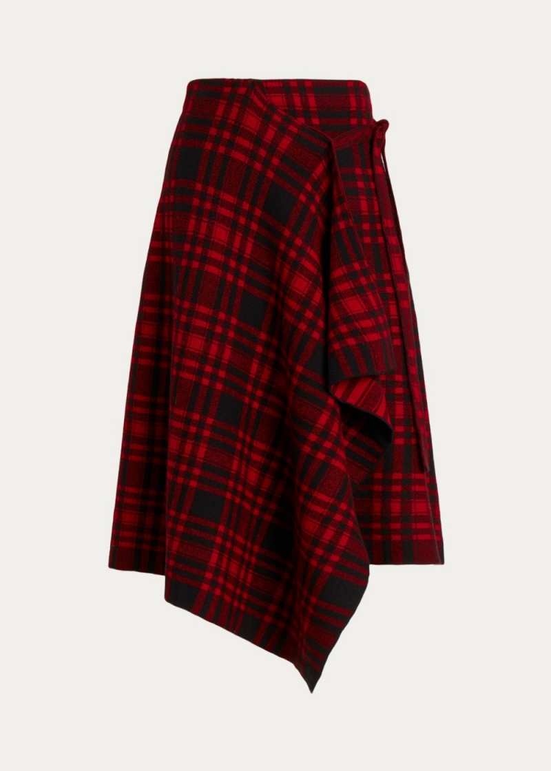 Falda Plaid Wrap Sweaters Mujer Negros | UOXE52648 - vista 2