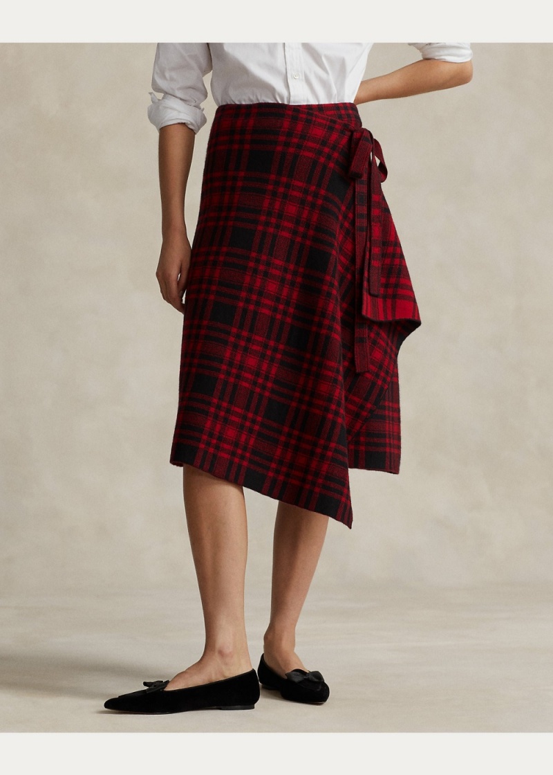 Falda Plaid Wrap Sweaters Mujer Negros | UOXE52648 - vista 3