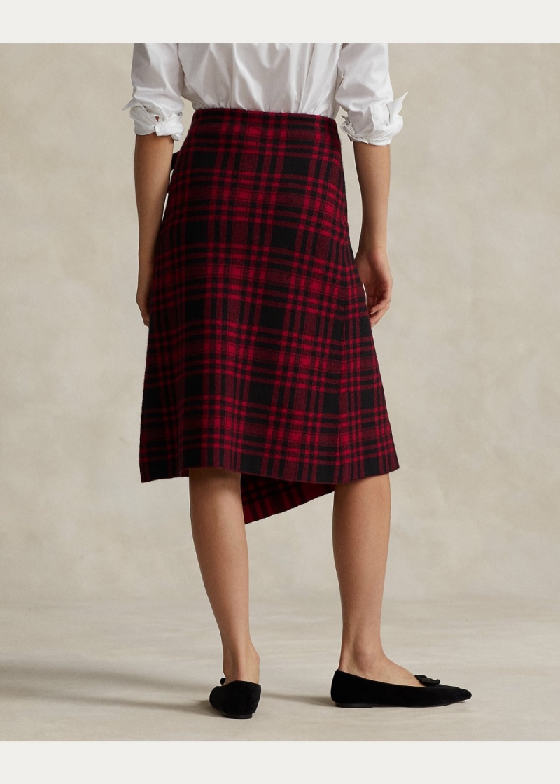 Falda Plaid Wrap Sweaters Mujer Negros | UOXE52648 - vista 4