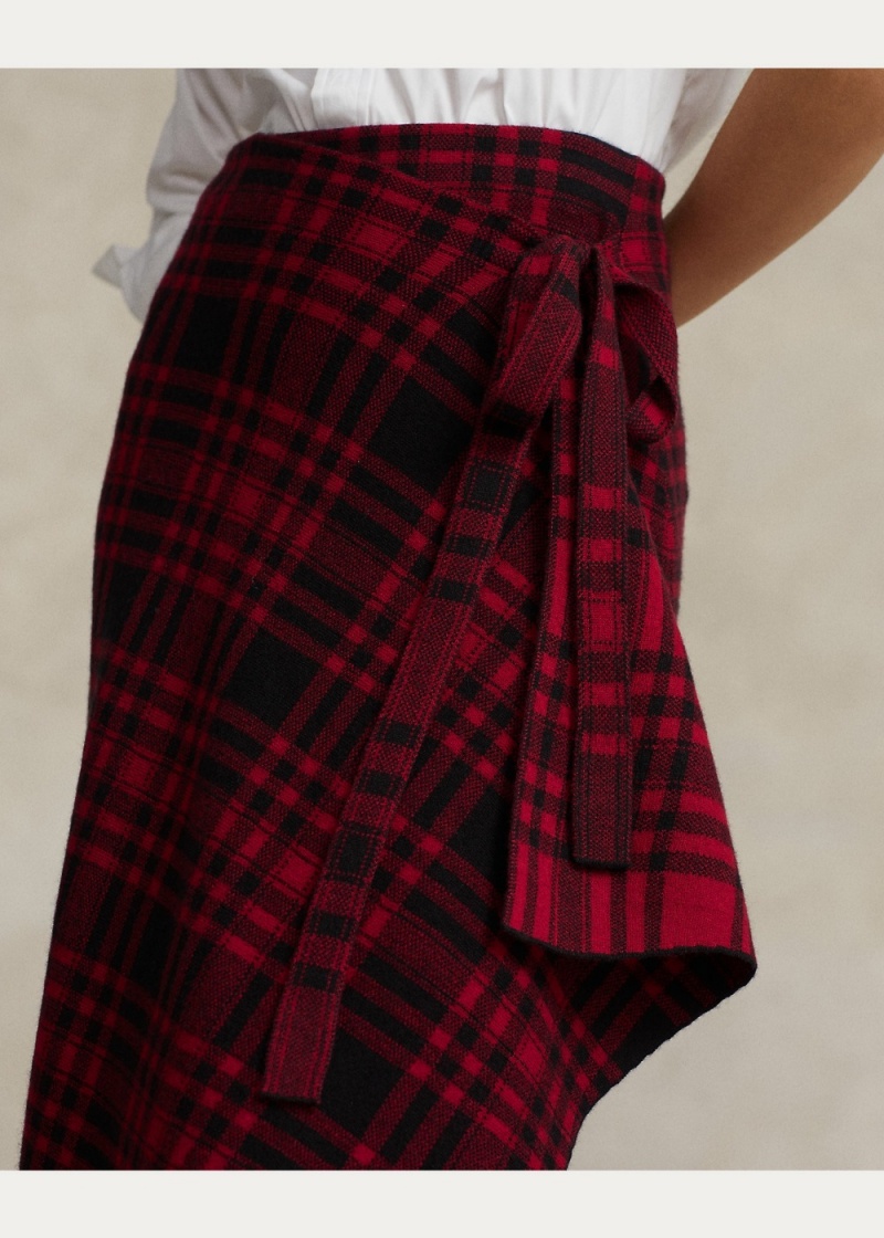 Falda Plaid Wrap Sweaters Mujer Negros | UOXE52648 - vista 5