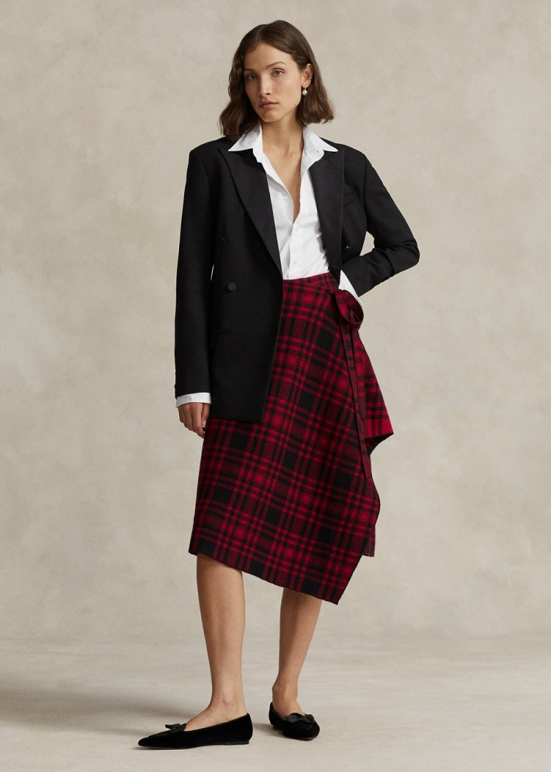 Falda Plaid Wrap Sweaters Mujer Negros | UOXE52648 - vista 1