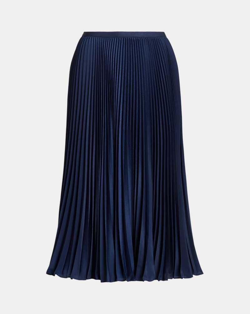 Falda Ralph Lauren Pleated Georgette Mujer Azul Marino | QHGCJUR-70 - vista 2