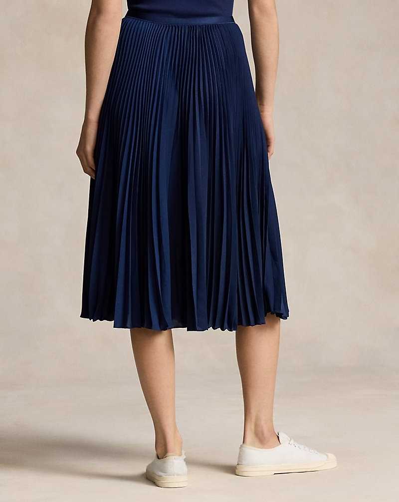 Falda Ralph Lauren Pleated Georgette Mujer Azul Marino | QHGCJUR-70 - vista 4