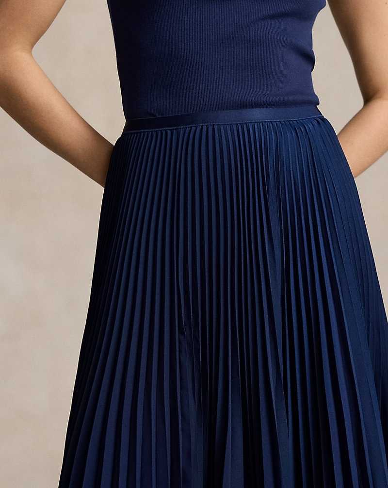 Falda Ralph Lauren Pleated Georgette Mujer Azul Marino | QHGCJUR-70 - vista 5