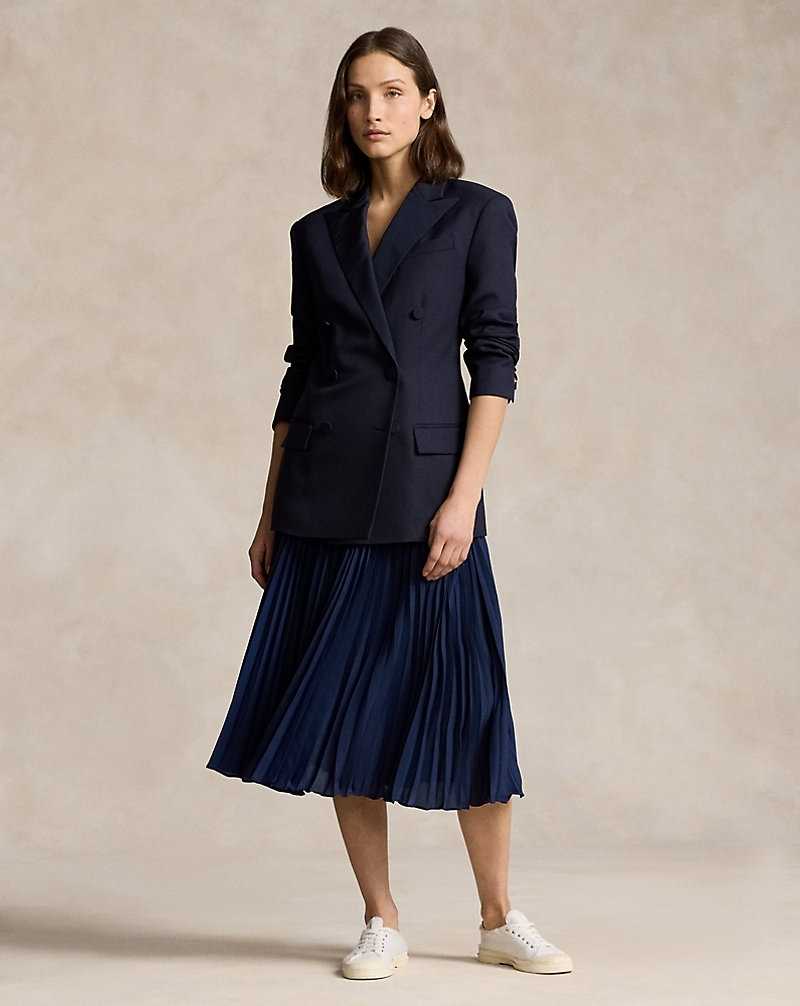 Falda Ralph Lauren Pleated Georgette Mujer Azul Marino | QHGCJUR-70 - vista 1