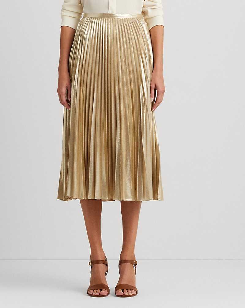 Falda Ralph Lauren Pleated Metallic Chiffon Mujer Dorados | CHOBSGX-39 - vista 3