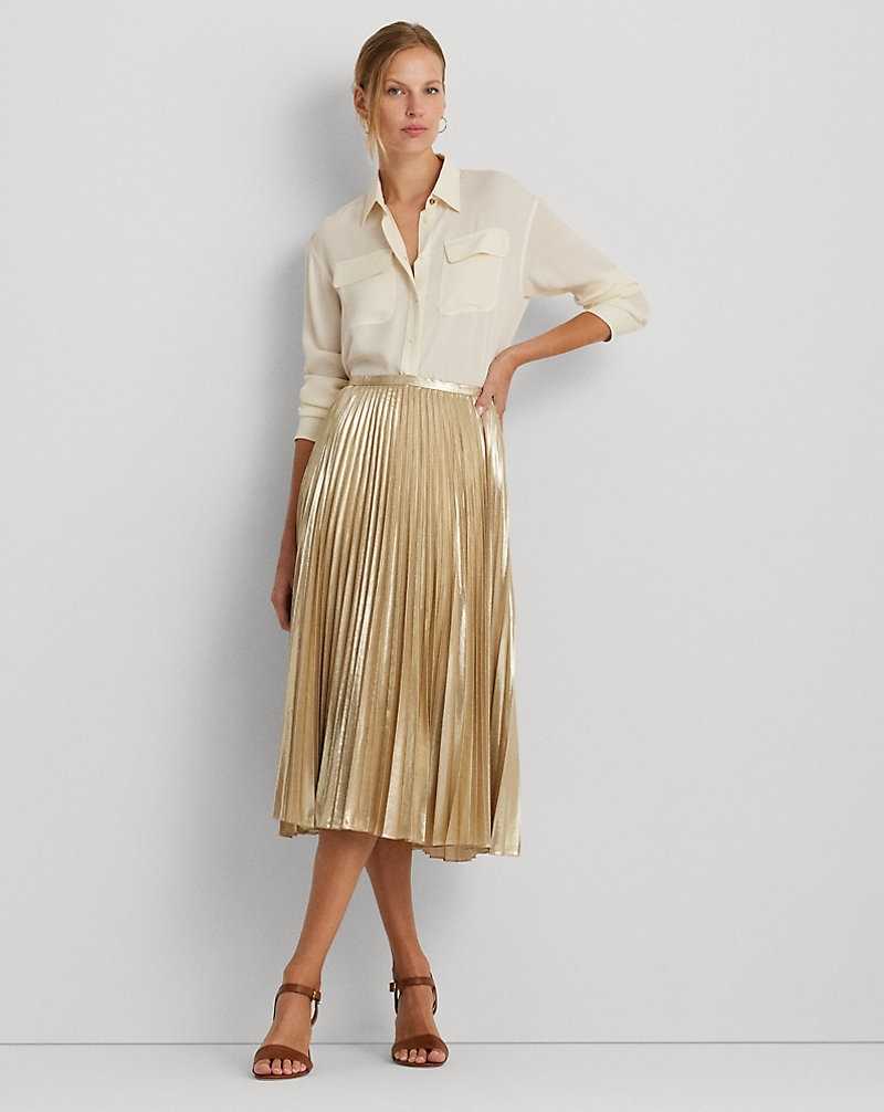 Falda Ralph Lauren Pleated Metallic Chiffon Mujer Dorados | CHOBSGX-39 - vista 1