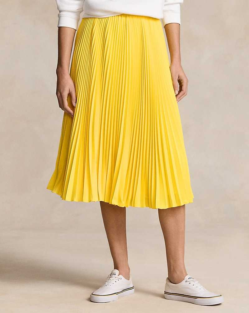 Falda Ralph Lauren Pleated Midi Mujer Amarillos | EDLHJIO-82 - vista 3