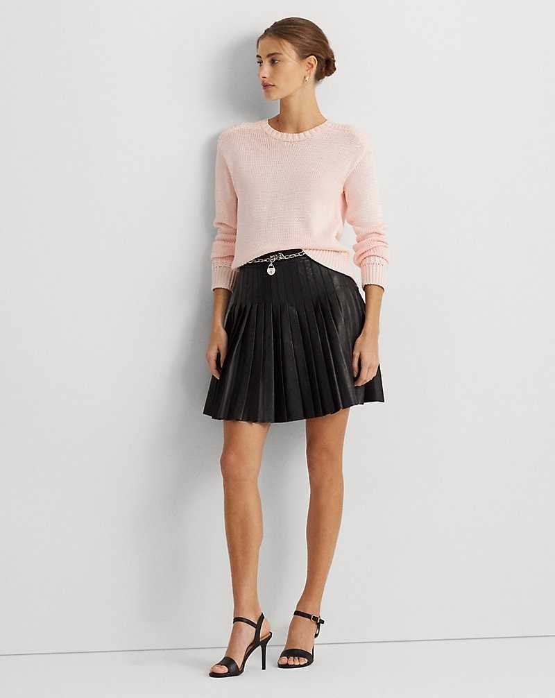Falda Ralph Lauren Pleated Stretch Leather Miniskirt Mujer Negros | EXJSQBO-41 - vista 1
