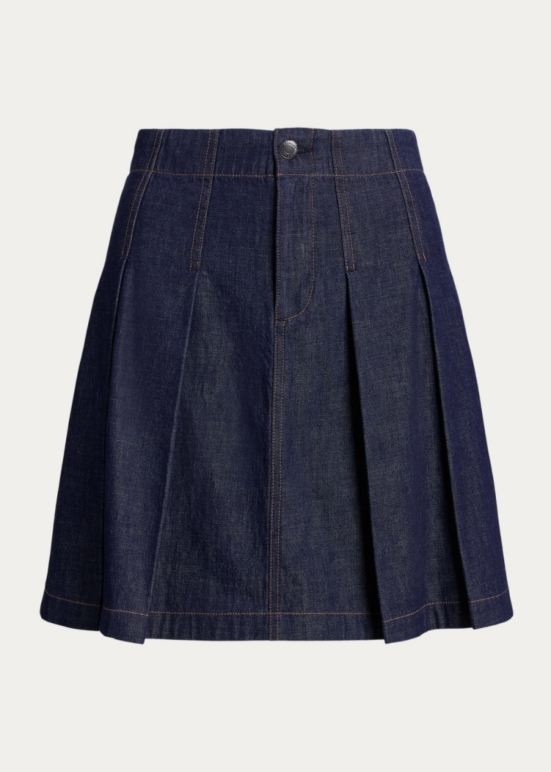 Falda Plisado Denim Miniskirt Mujer Azules | CKTN13874 - vista 2