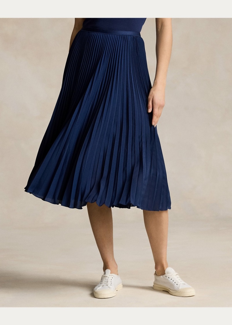 Falda Plisado Georgette Mujer Azul Marino | CFOJ71692 - vista 3
