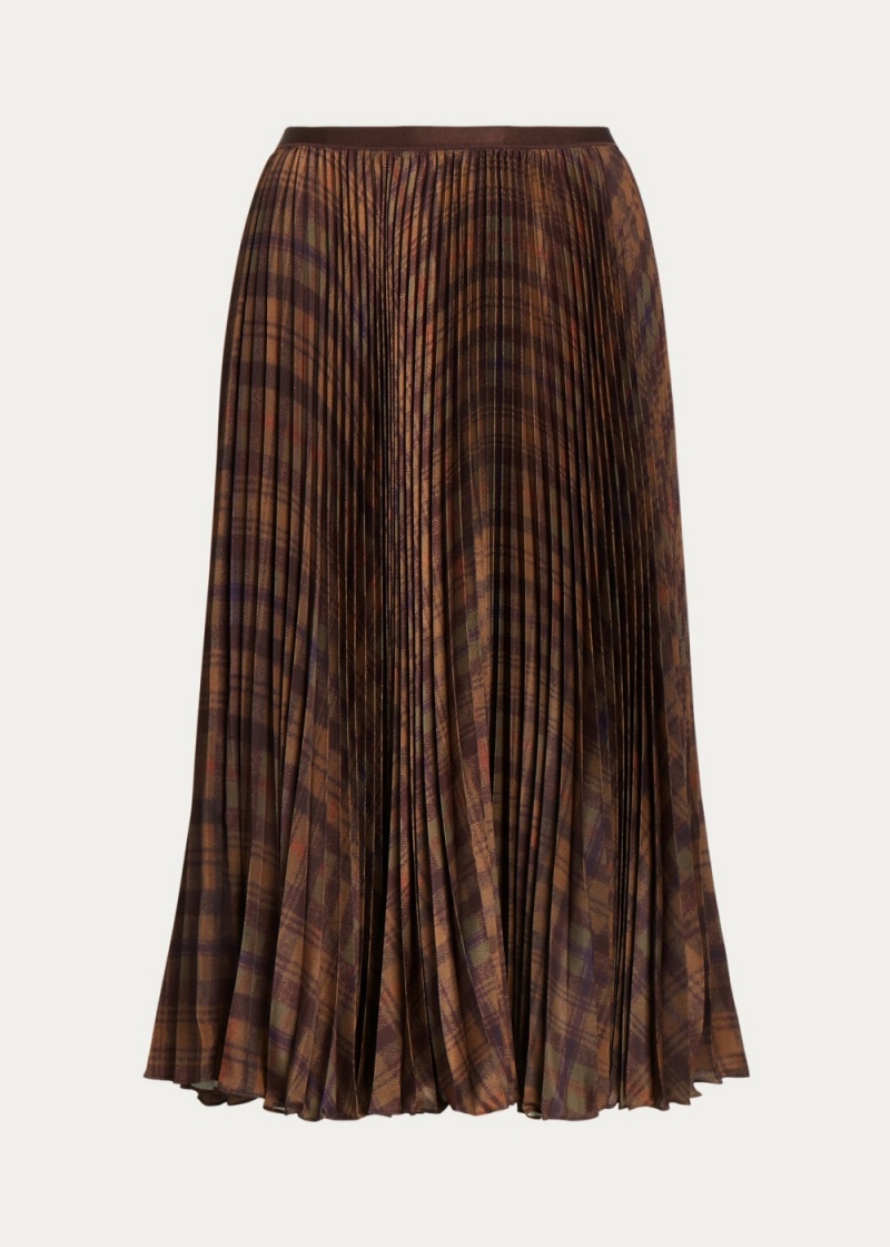 Falda Plisado Plaid Crepe A-Line Midi Mujer Negros | TCIB13594 - vista 2
