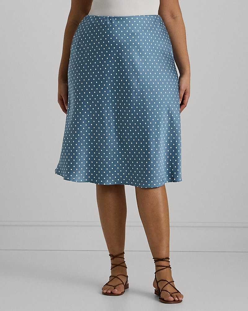 Falda Ralph Lauren Polka-Dot Satin Charmeuse Midi Mujer Blue/Cream | FCZKNUX-82 - vista 3
