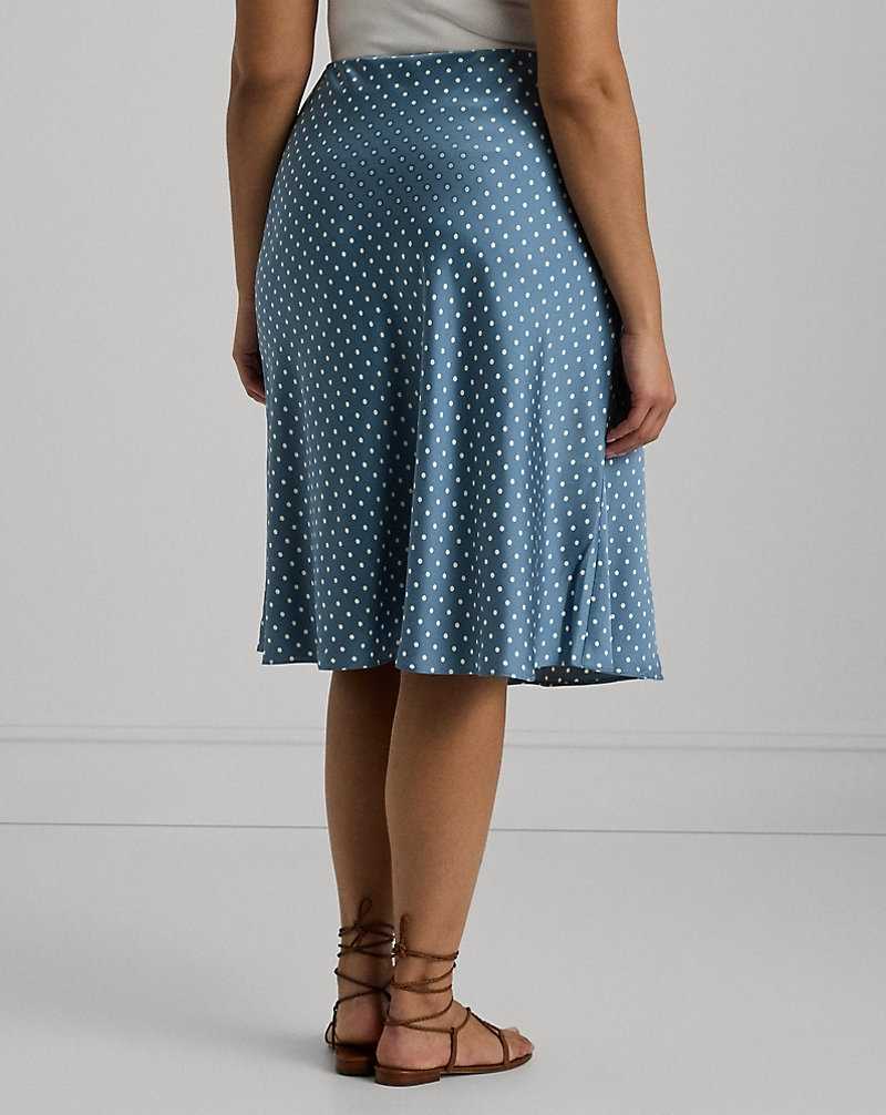 Falda Ralph Lauren Polka-Dot Satin Charmeuse Midi Mujer Blue/Cream | FCZKNUX-82 - vista 4