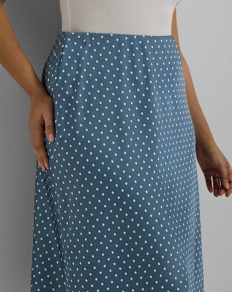 Falda Ralph Lauren Polka-Dot Satin Charmeuse Midi Mujer Blue/Cream | FCZKNUX-82 - vista 5