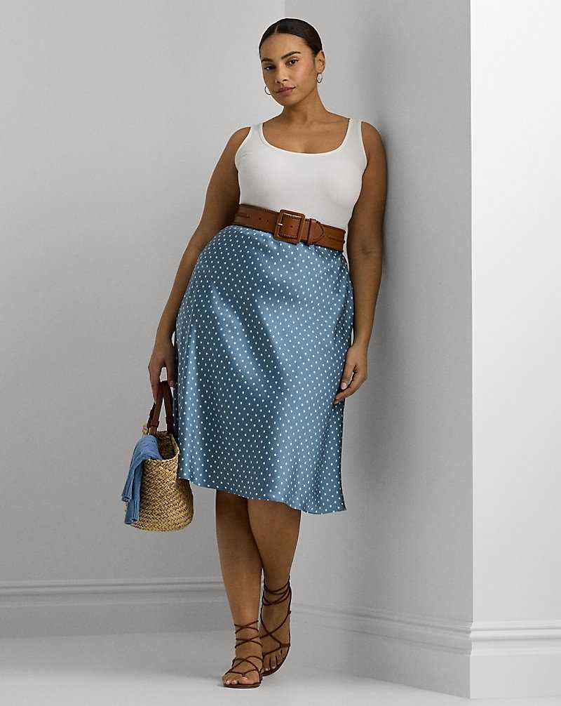 Falda Ralph Lauren Polka-Dot Satin Charmeuse Midi Mujer Blue/Cream | FCZKNUX-82 - vista 1