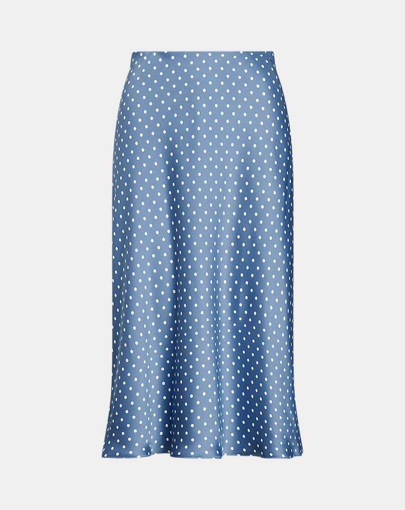 Falda Ralph Lauren Polka-Dot Satin Charmeuse Midi Mujer Blue/Cream | ZALQGST-28 - vista 2