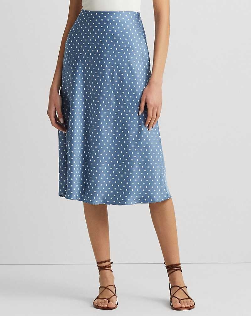 Falda Ralph Lauren Polka-Dot Satin Charmeuse Midi Mujer Blue/Cream | ZALQGST-28 - vista 3