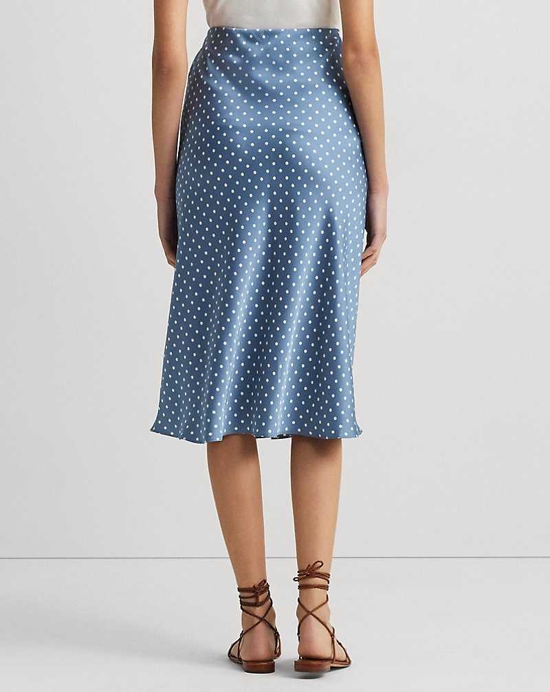 Falda Ralph Lauren Polka-Dot Satin Charmeuse Midi Mujer Blue/Cream | ZALQGST-28 - vista 4