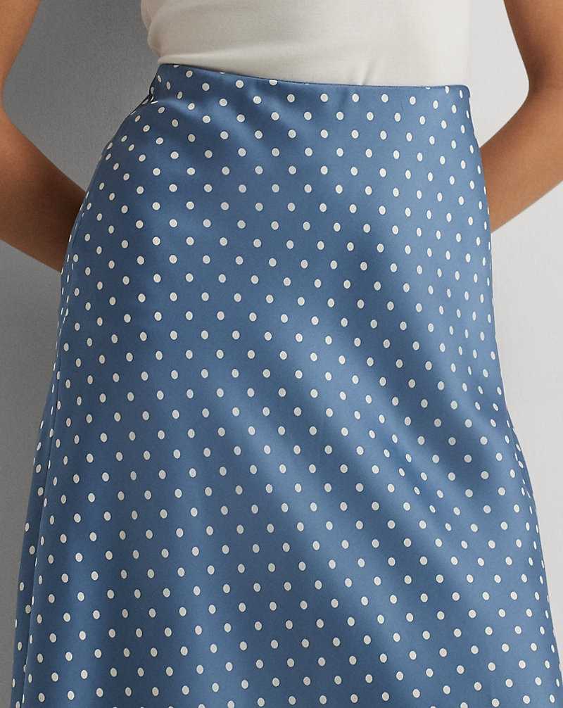 Falda Ralph Lauren Polka-Dot Satin Charmeuse Midi Mujer Blue/Cream | ZALQGST-28 - vista 5