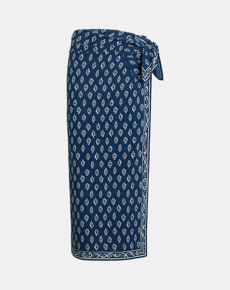 Falda Ralph Lauren Printed Cotton Wrap Mujer 1688 Navy/bell Floral | VJDSROK-73 - vista 2