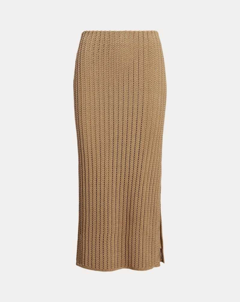 Falda Ralph Lauren Rib-Knit Linen Pencil Mujer Birch Tan | MPUBOGZ-67 - vista 2