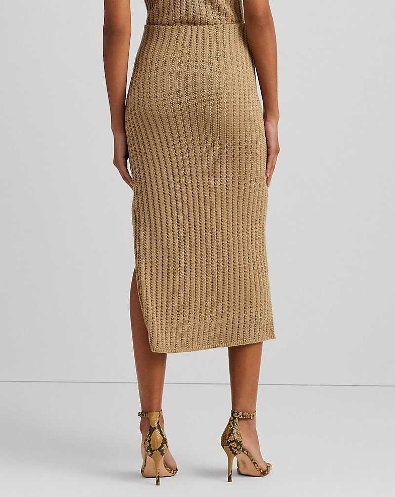 Falda Ralph Lauren Rib-Knit Linen Pencil Mujer Birch Tan | MPUBOGZ-67 - vista 4