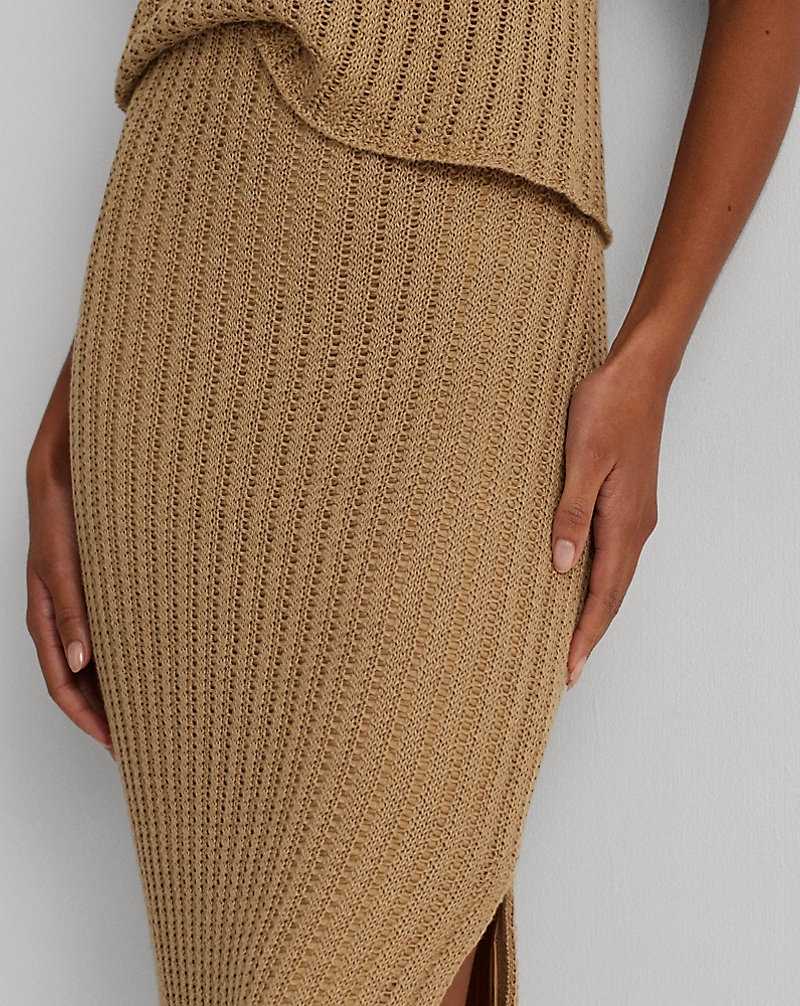 Falda Ralph Lauren Rib-Knit Linen Pencil Mujer Birch Tan | MPUBOGZ-67 - vista 5