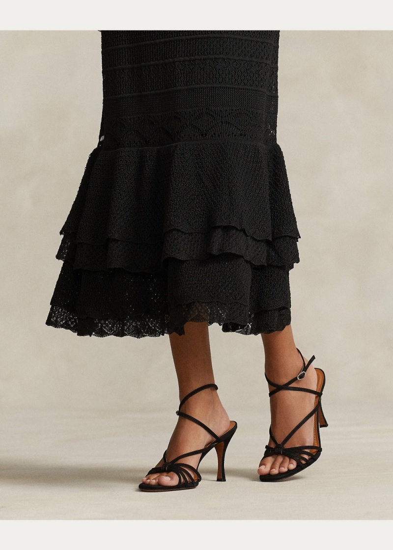 Falda Ruffle-Trim Pointelle Mujer Negros | KXMV49183 - vista 4