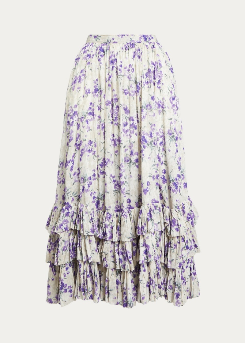 Falda Ruffled Crinkled Algodon Gauze Maxiskirt Mujer Negros | GUWF32586 - vista 2