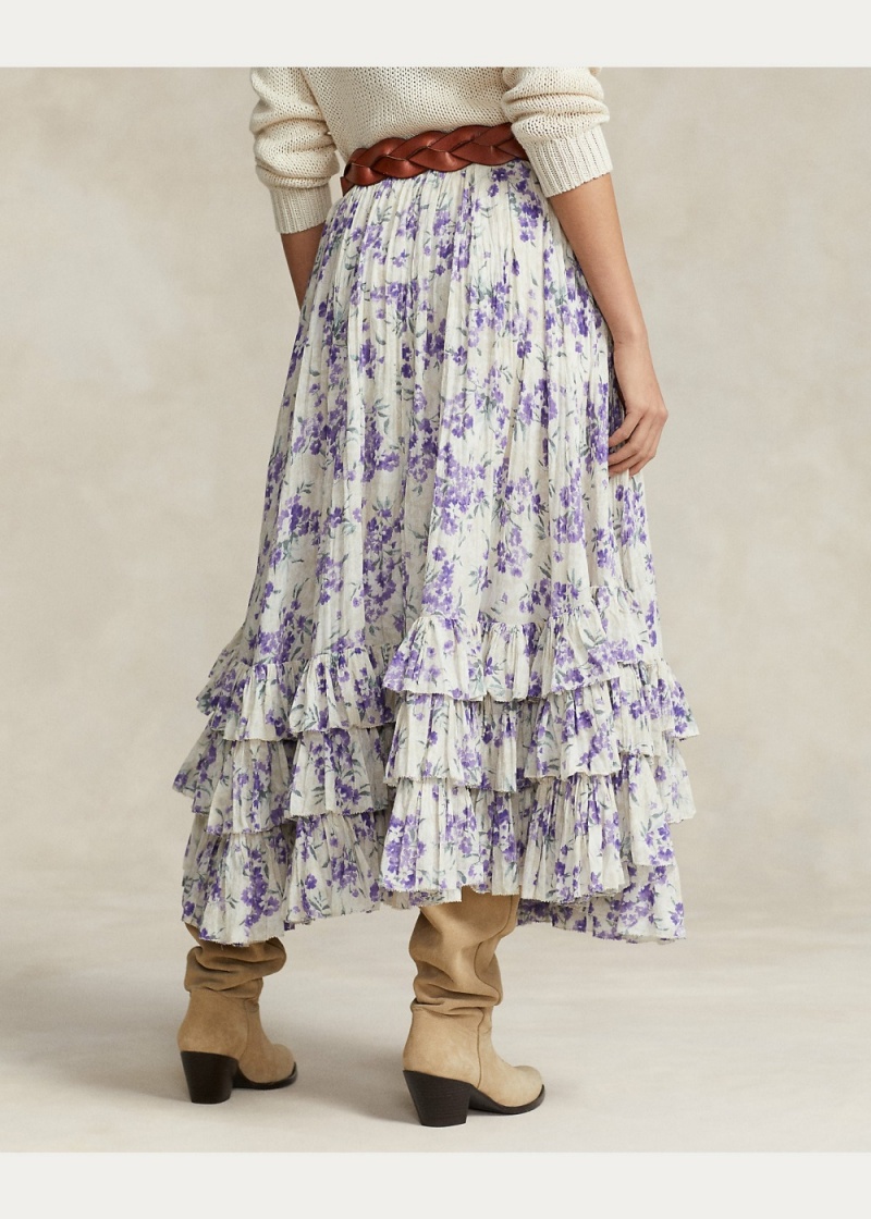 Falda Ruffled Crinkled Algodon Gauze Maxiskirt Mujer Negros | GUWF32586 - vista 4