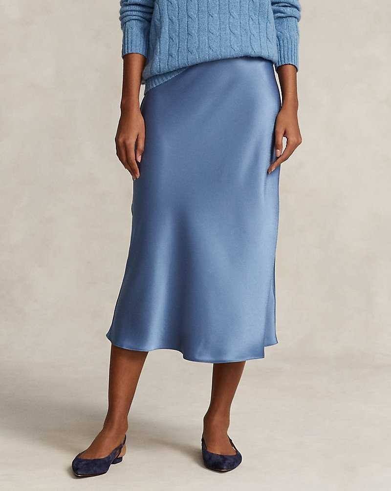 Falda Ralph Lauren Satin Midi Mujer Azules | ITSFPVX-86 - vista 3