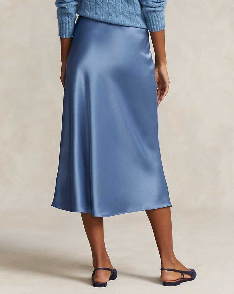Falda Ralph Lauren Satin Midi Mujer Azules | ITSFPVX-86 - vista 4
