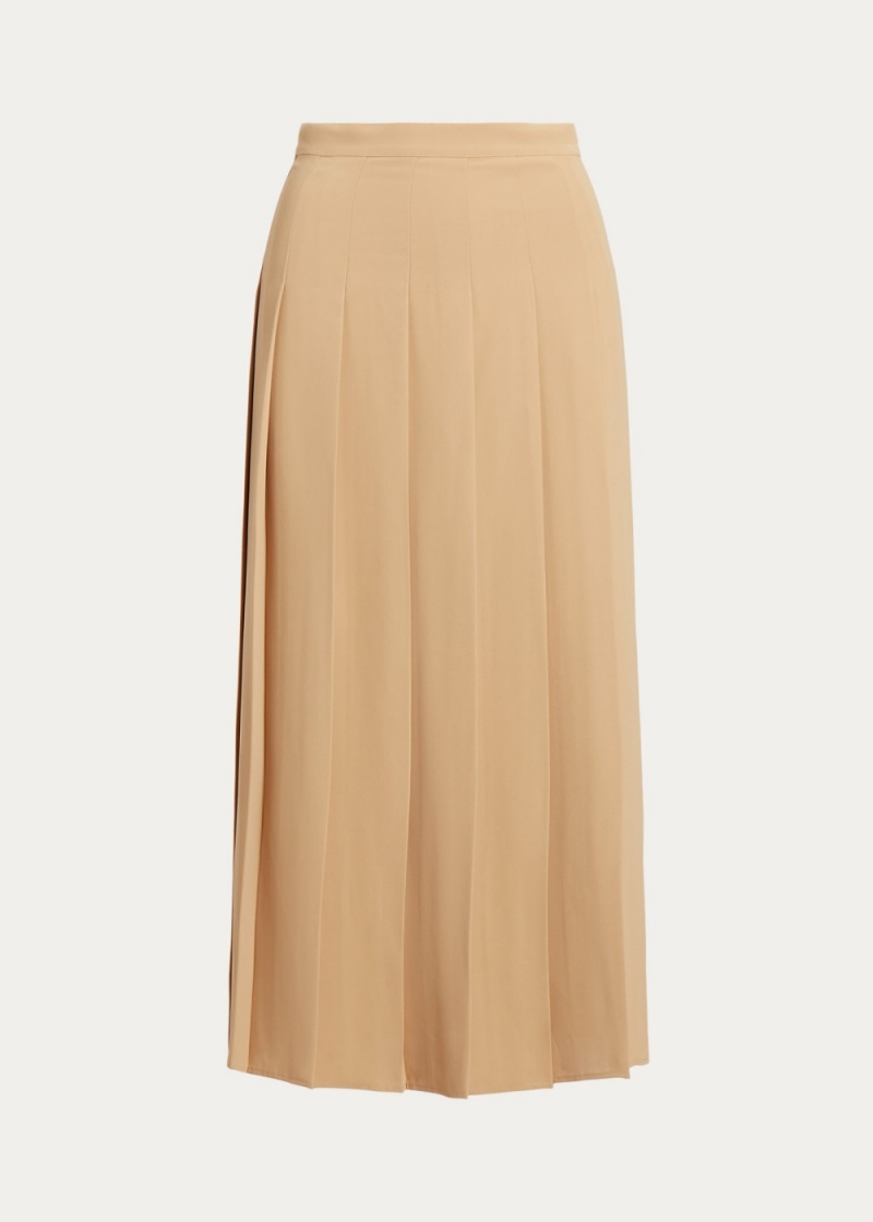 Falda Satin Plisado A-Line Midi Mujer Marrom | YFWM36249 - vista 2
