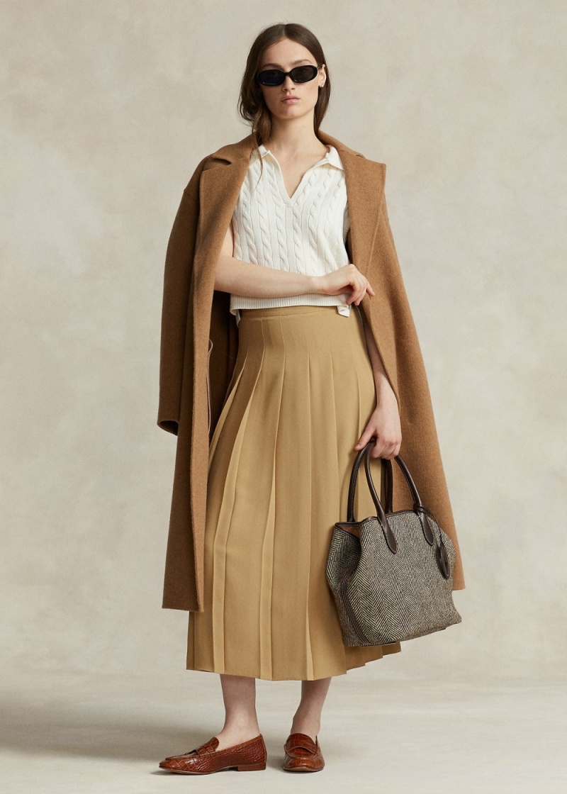 Falda Satin Plisado A-Line Midi Mujer Marrom | YFWM36249 - vista 1