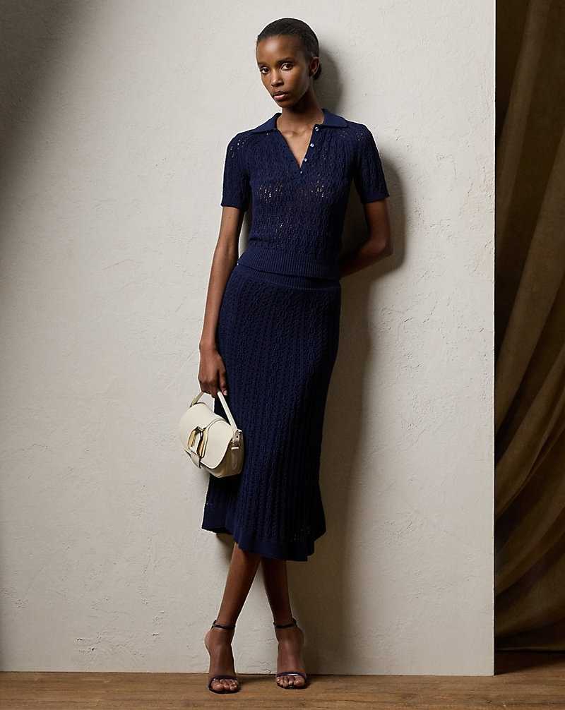 Falda Ralph Lauren Silk Boucle Midi Mujer Azul Marino | ZSGPUAY-40 - vista 1