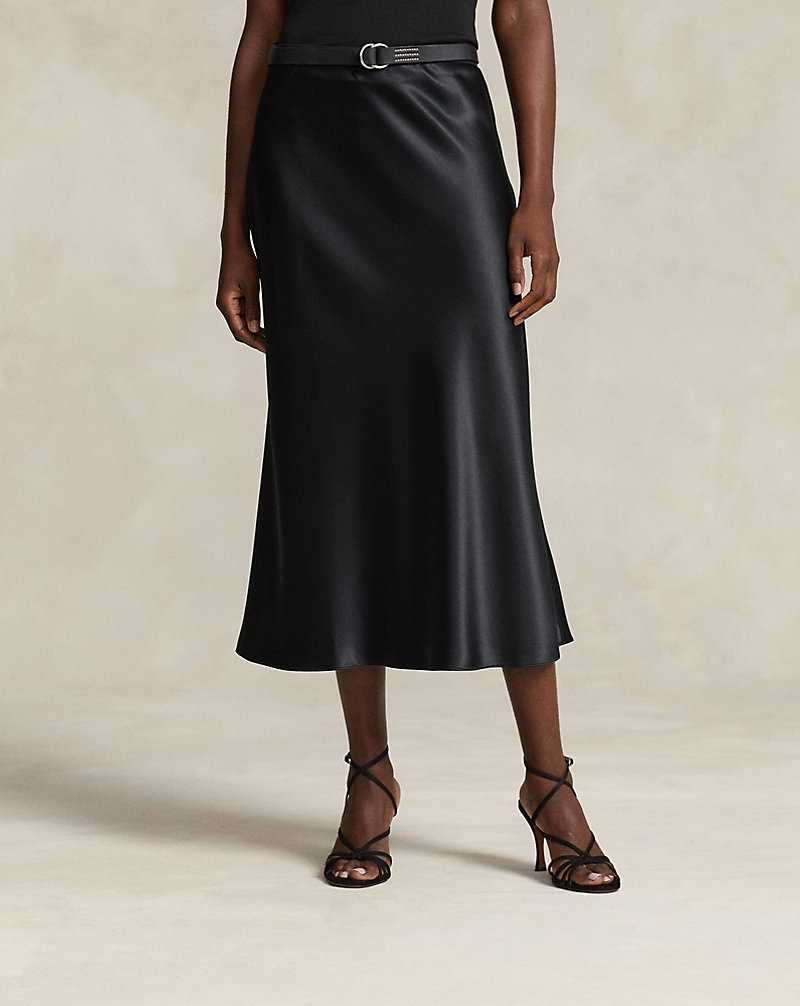 Falda Ralph Lauren Silk Charmeuse Mujer Negros | PYLOFDJ-06 - vista 3