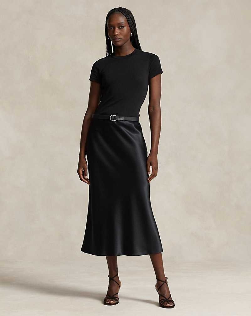 Falda Ralph Lauren Silk Charmeuse Mujer Negros | PYLOFDJ-06 - vista 1