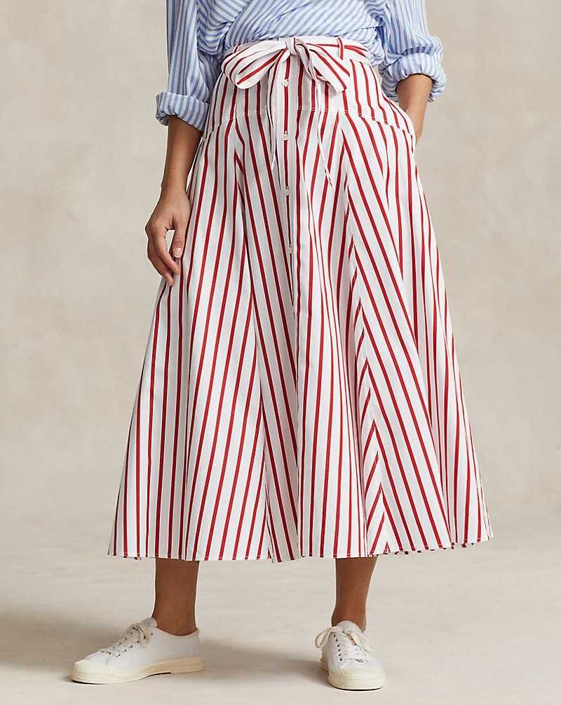 Falda Ralph Lauren Striped Cotton A-Line Mujer Rayas | DRCWBEF-74 - vista 3