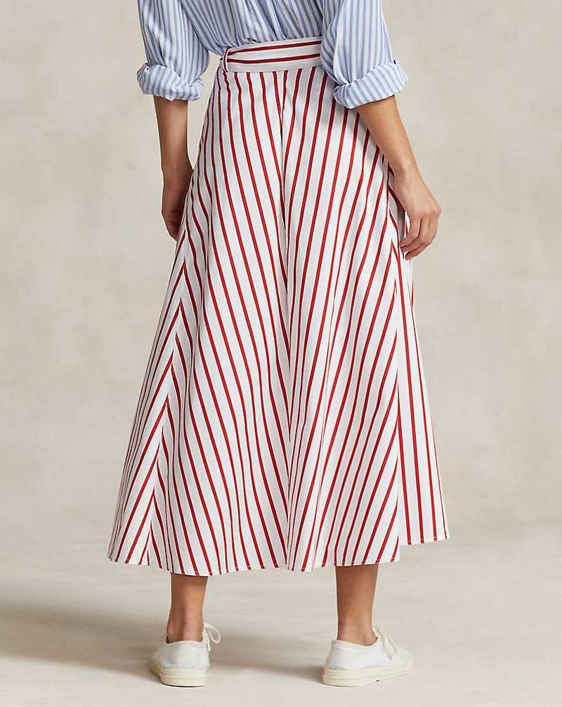 Falda Ralph Lauren Striped Cotton A-Line Mujer Rayas | DRCWBEF-74 - vista 4