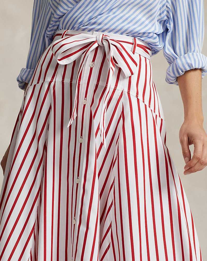 Falda Ralph Lauren Striped Cotton A-Line Mujer Rayas | DRCWBEF-74 - vista 5