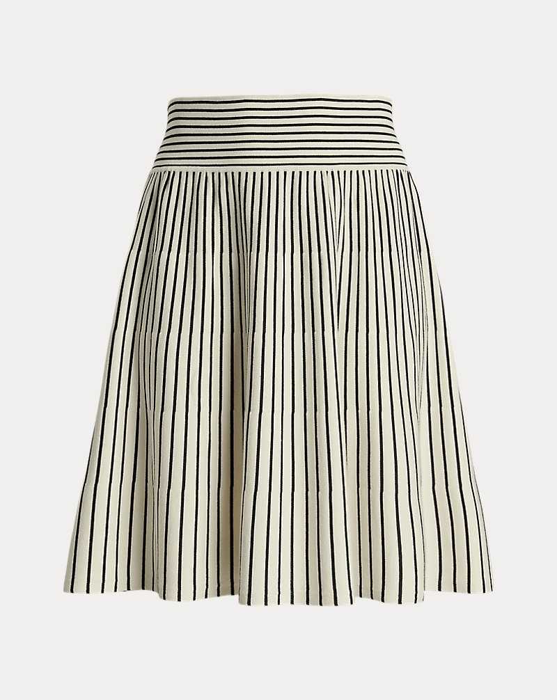 Falda Ralph Lauren Striped Cotton-Blend Midi Mujer Mascarpone Cream/Black | RTAXKUQ-82 - vista 2
