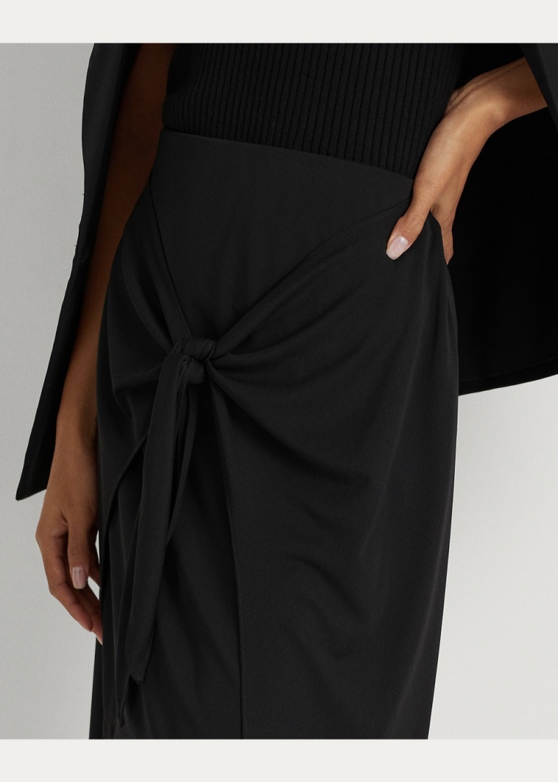 Falda Tie-Front Stretch Jersey Midi Mujer Negros | ZTOG20879 - vista 2