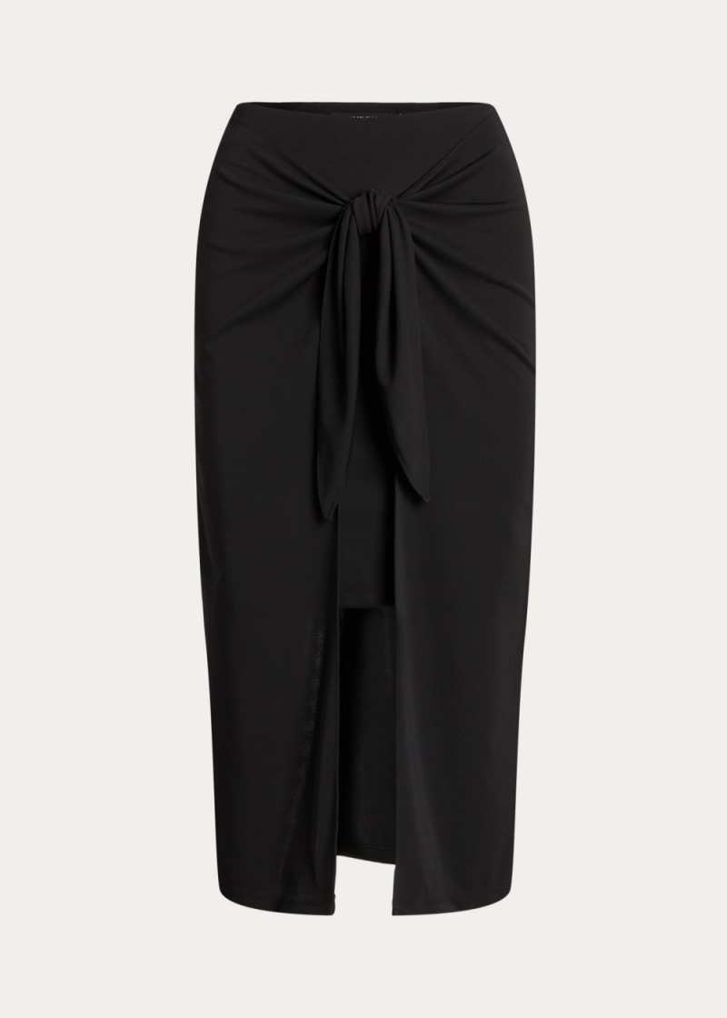 Falda Tie-Front Stretch Jersey Midi Mujer Negros | ZTOG20879 - vista 1