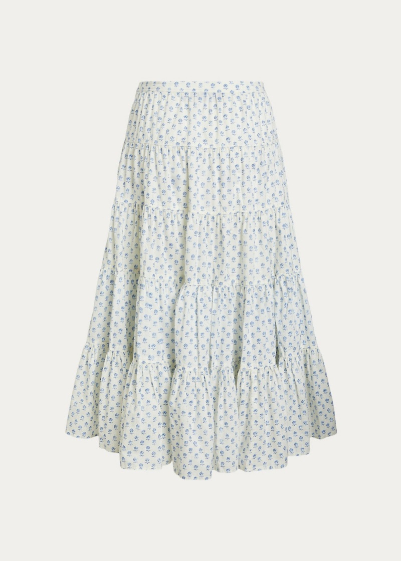 Falda Tiered Algodon Poplin Mujer Azul Marino | BKQG48769 - vista 2
