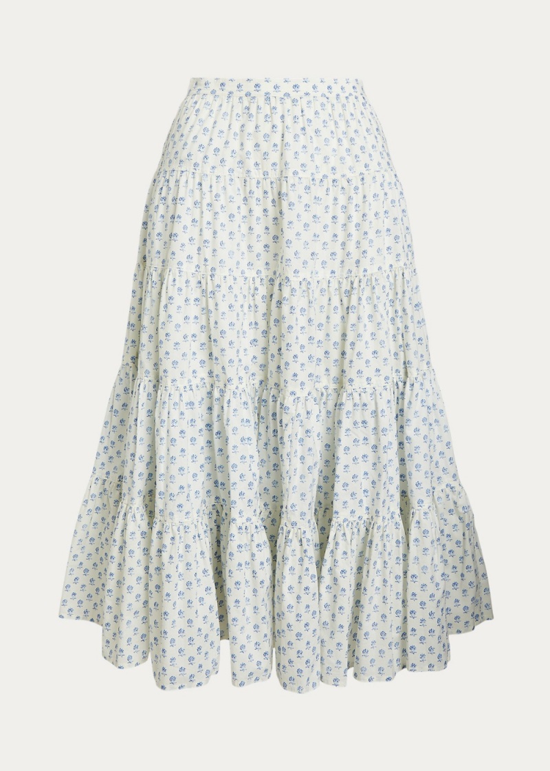 Falda Tiered Algodon Poplin Mujer Azul Marino | BKQG48769 - vista 1