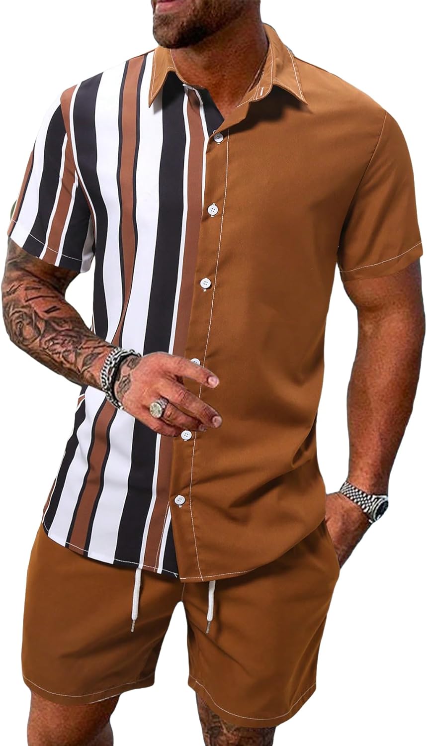 Shorts Brown a rayas Shorcamiseta & Set para hombre